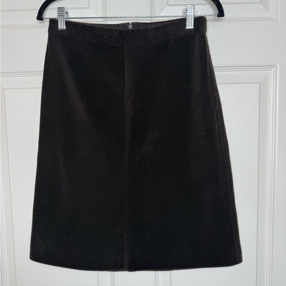Y2K Ann Taylor Brown Corduroy A-line Skirt Size 6 Minimal Classic Quiet Luxury - Picture 3 of 14
